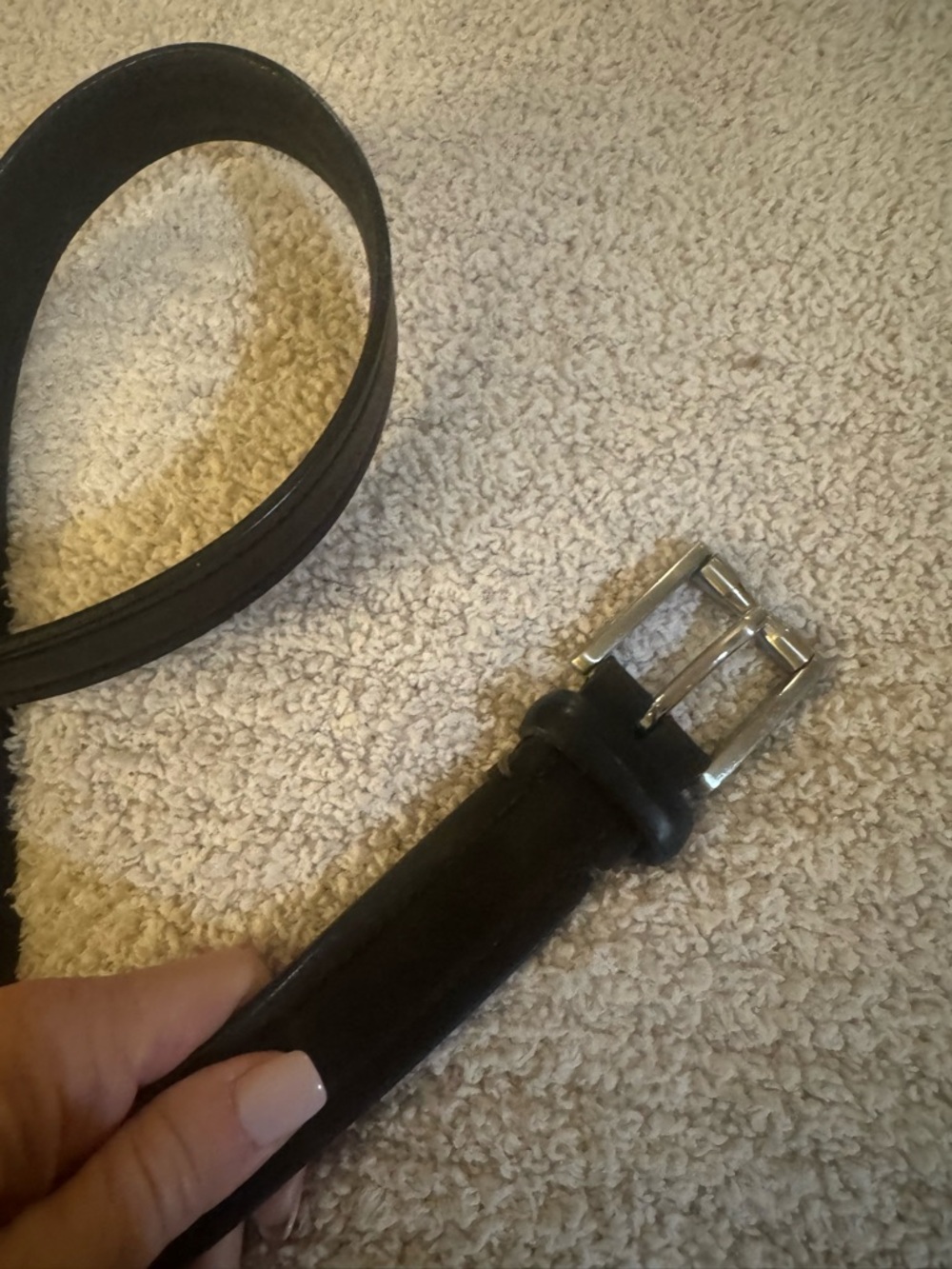 Cole Haan Black Leather Belt with Silver Buckle